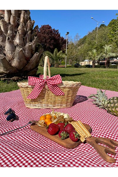 Beyaz Atölyem مجموعة سلة منسوجة يدويًا من الشعر المضفر وقماش أدوات المائدة