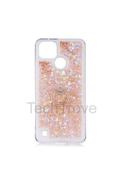 TechTrove Realme C21 Kılıf Simli Sıvılı Tasarım Kamera Koruma Çıkıntılı Yüzük...