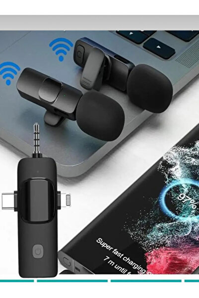 EMİN ENSAR HOME 3in2 Yaka Mikrofonu Type-c Iphone Jak Giriş Telefon Uyumlu 20m Wirelees Yayın Youtuber