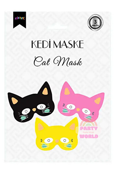 party world 3 lü Kedi Karton Maske Seti Sevimli Parti Aksesuarı