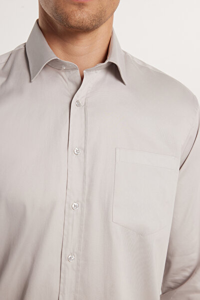 Tudors Erkek Regular Fit Klasik Kesim %100 Pamuk Saten Tek Cepli Taş Gömlek
