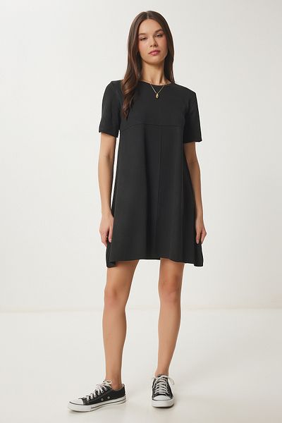Happiness İstanbul Women's Black Oversize Basic Knitwear Dress Ub00368