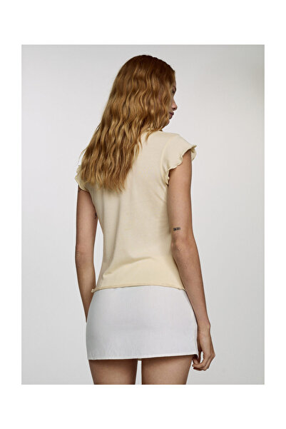 MANGO Woman Παστέλ κίτρινο γυναικείο μπλουζάκι 67007934