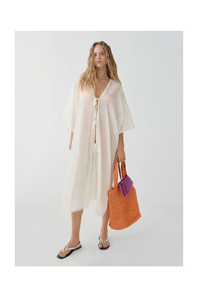 MANGO Woman Білий жіночий кімонокафтан 67069227
