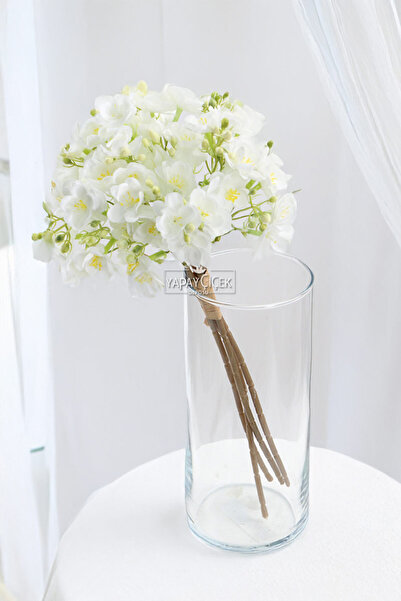 Yapay Çiçek Deposu Lüx Garnitürlü Yasemin Çiçeği Buketi 4 Dallı 40 cm Beyaz