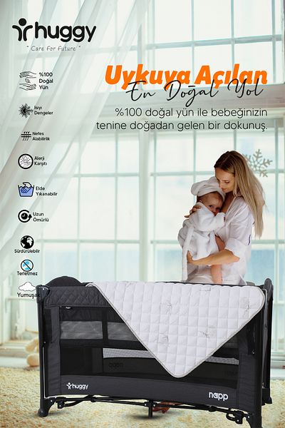 Huggy 100% New Zealand Lamb Wool 70X110 Baby Bed Pad – Natural and Breathable
