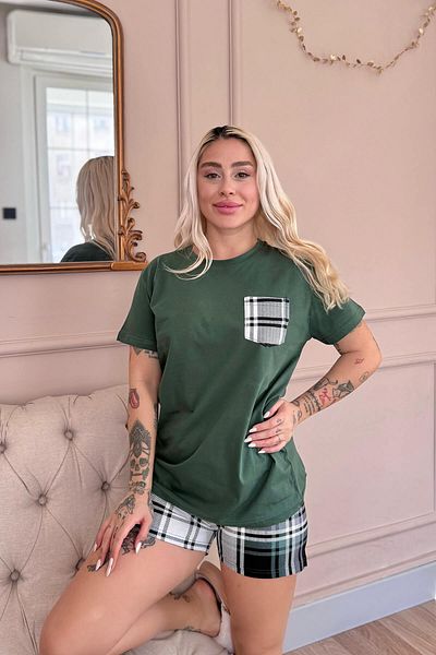 Pijamaevi Pantaloni scurți detaliați cu buzunar Emerald Lover Family Pijamale - Set damă