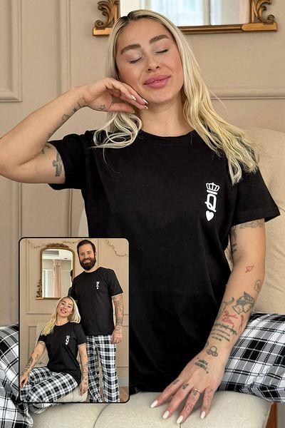 Pijamaevi Rodinné pyžamo Black Queen Short Sleeve Lover - dámská souprava