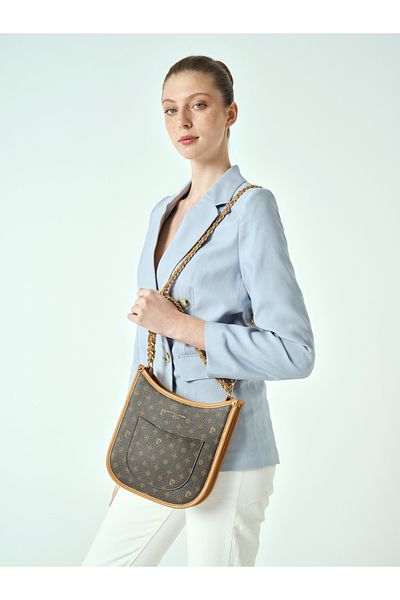 Pierre Cardin Geantă de umăr pentru femei cu monogramă maro