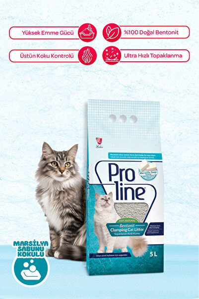 Pro Line Marsilya Sabunlu Topaklanan Bentonit Kedi Kumu 5 Lt