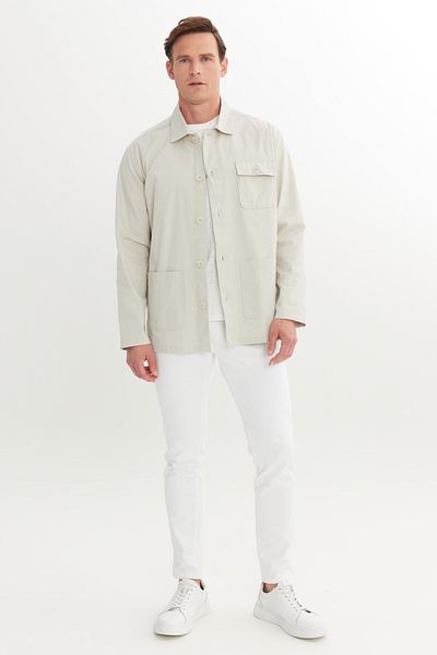 ALTINYILDIZ CLASSICS Ανδρικό πέτρινο Comfort Fit Casual Cut κρυφό γιακά με βαμβακερή τσέπη Χειμερινό μπουφάν