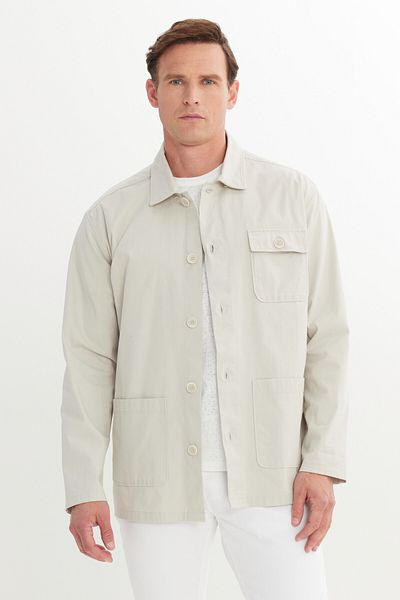 ALTINYILDIZ CLASSICS Ανδρικό πέτρινο Comfort Fit Casual Cut κρυφό γιακά με βαμβακερή τσέπη Χειμερινό μπουφάν