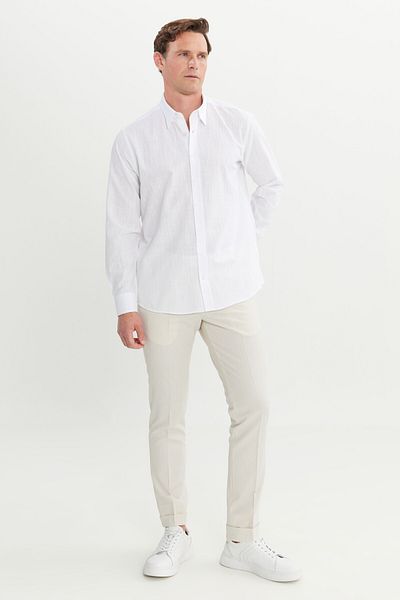 AC&Co / Altınyıldız Classics Ανδρικό πουκάμισο με 100% βαμβακερό γιακά με κρυφό κουμπί
