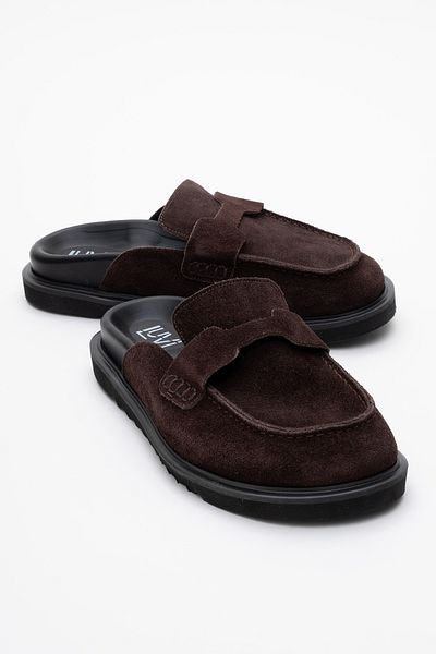 LuviShoes Papuci de damă LAVEN din piele naturală din piele întoarsă maro