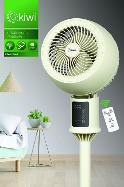 Kiwi Kfan-7460 Uzaktan Kumandalı, Dijital Göstergeli, Düşük Gürültülü, Sirkülasyonlu Stand Vantilatör