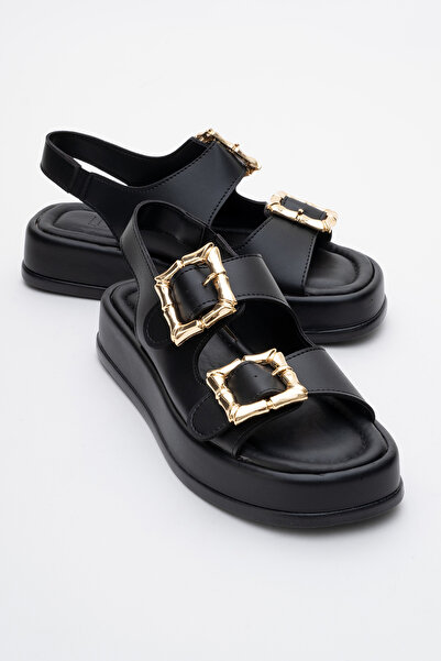 LuviShoes Dámské ploché sandály SLOPE Black Double Strap