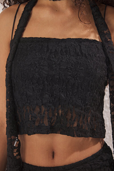 Trendyol Collection Knitted Lace Bustier with Scarf Detail