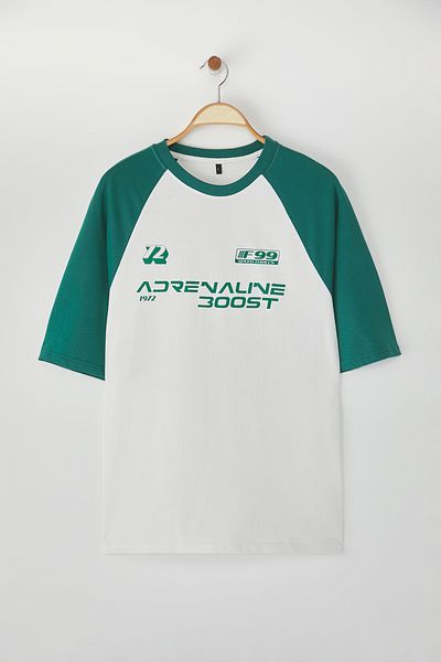 Trendyol Collection Emerald Green Oversize Fit 100% Cotton Printed T-Shirt Tmnss24Ts00139