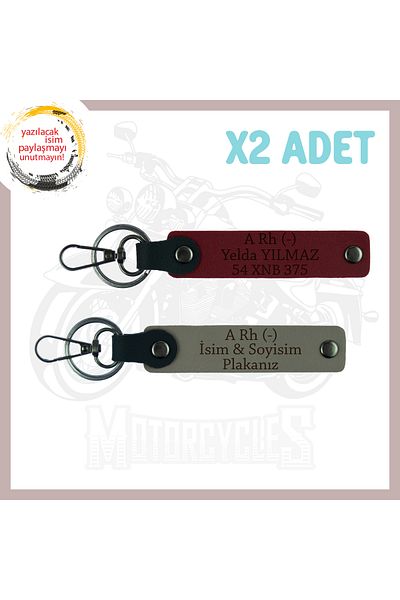 Miaju Ash Grey-Burgundy, Speed ​​Passion, Name Plate and a Rh (-) Blood Type Written 2-Piece Keychain Set Gift
