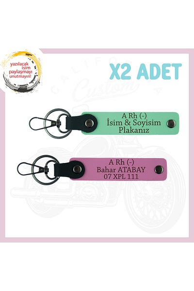 miawiki Name Plate and a Rh (-) Blood Group Written 2-Piece Keychain Set, Gift, Green-Pink, Speed ​​Loving Special