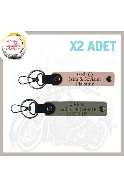 miawiki Motorcycle Adventurers Name Plate 0 Rh (-) Blood Group Written 2-Piece Keychain, , Yavruağzı-Ash Gray