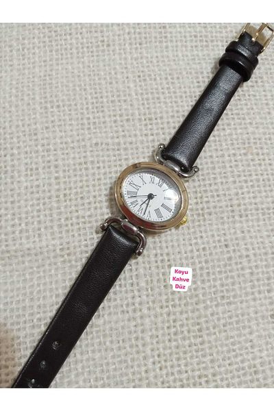 Brality Women's Retro Minimal Design Fly Mask Clothes Immersive Turkish Case Wristwatch - Dark Coffee Color