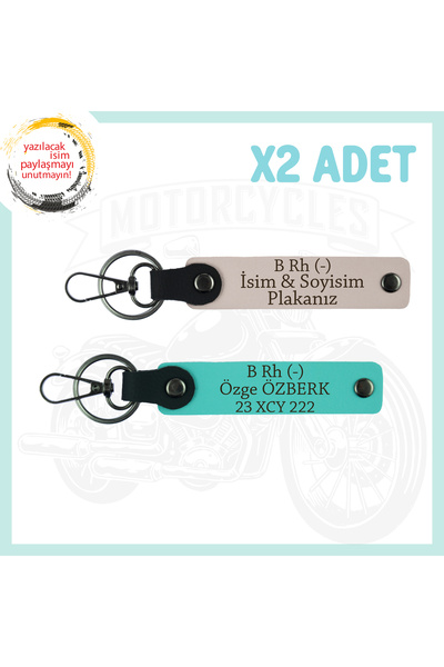 Asortishey Motorcyclist Special, Leather 2-Key Chain with Name Plate and B Rh...