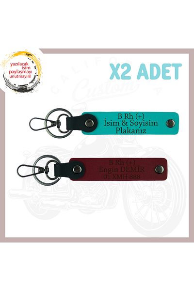 miawiki Motorculara, Safe Driving Keychain with Name Plate and B Rh (+) Blood Group Written, Dark Turquoise-Burgundy