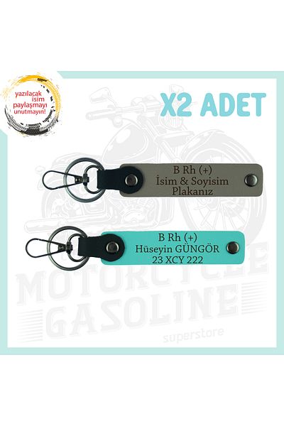 miawiki Name Plate and B Rh (+) Blood Group Written Meaningful Gift Set of 2 Keychains, Set, Ash Gray-Turquoise