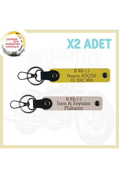 Asortishey Gift Leather 2-Keychain with Biker Friends, Name Plate and B Rh (-...