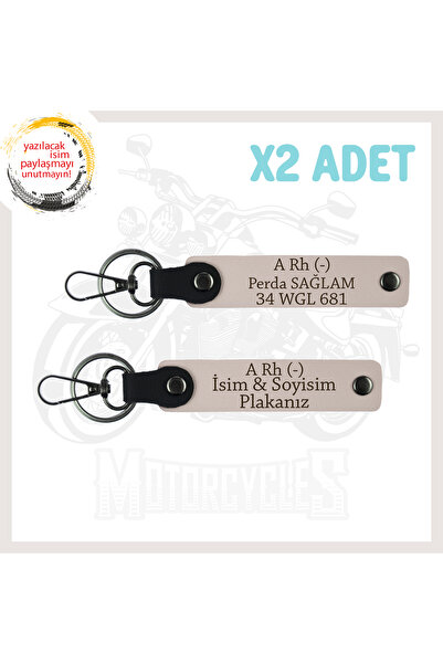 Asortishey Motorcycle Adventurers, Leather 2-Piece Keychain Set with Name Pla...