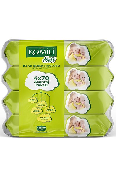 Komili Soft Baby Wet Wipes 4X70 Pieces