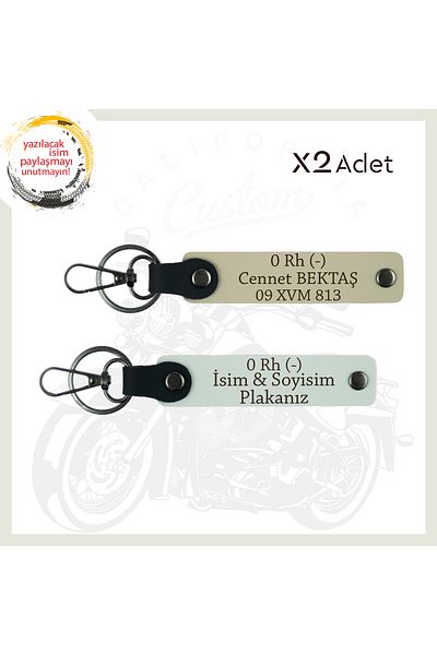 miawiki Motorcyclist Name Plate 0 Rh (-) Blood Group Written Emergency Keychain, Set, White-Milk Coffee