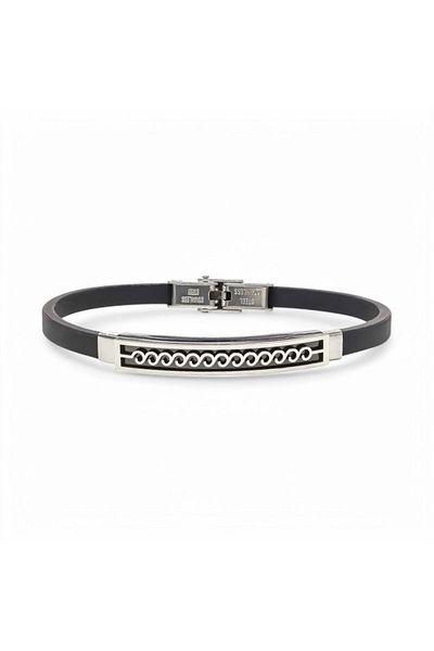 AKSESUARIM Men's Sea Wave Pattern Steel Bracelet
