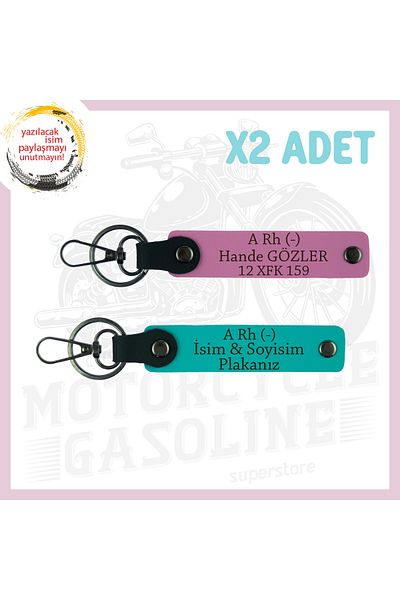 Miaju Dark Turquoise-Pink, Drivers, Name Plate and a Rh (-) Blood Group Lettering, Biker Keychain Suit