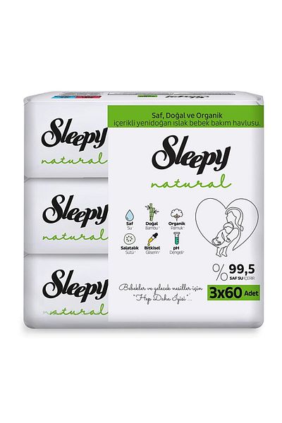 Sleepy Natural Ultra Sensitive Baby Wet Wipes 3X60 Pieces