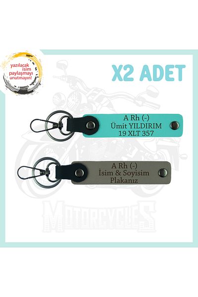 miawiki Name Plate and Meaningful Gift with a Rh (-) Blood Group Written 2 Keychain, Set, Ash Gray-Turquoise