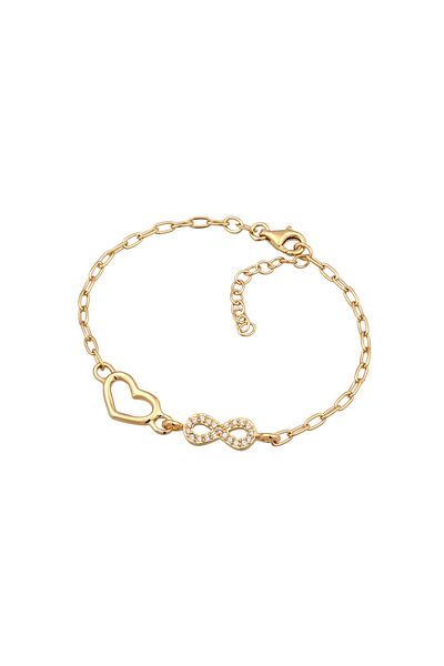 ELLI Bracelet Bracelet Women Heart Pendant Link Chain Glass Crystals Xilion Cut White 925 Sterling Silver