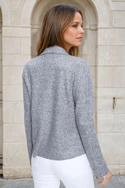 bacc Women's Gray Self-Textured Double-Sided Jacket Cardigan Bcbsk-25700-2975