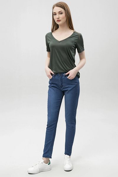 bacc Women's Blue Skinny Leg Stretch Fabric Denim Trousers Bcbsk-25650-5002