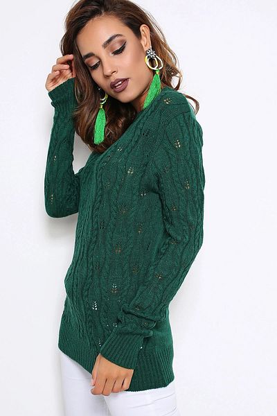 bacc Women's Green Comfortable Fit Soft Textured Knitwear Sweater Bcbsk-25700-18Keskz72132
