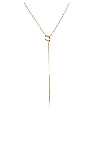 ELLI Halskette Y-Kette ohne Stein Damen Panzerkette 375 Gelbgold Party/Silvester Gold 45