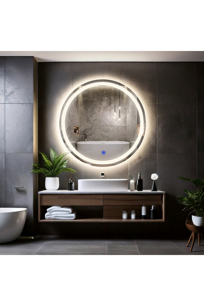 lumora mirror design Aura Günışığı Led'li Kumlamalı Lavabo & Banyo Aynası (Do...