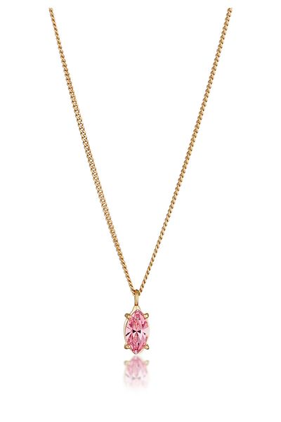 ELLI Halskette Collier kurz mit Stein Damen ovaler Anhänger Panzerkette Glaskristalle Marquiseschliff Rose