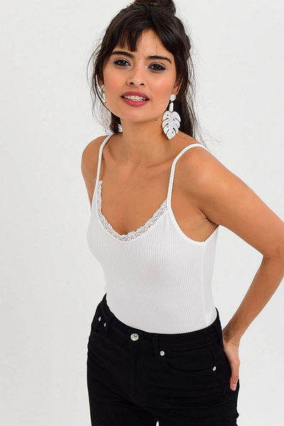 bacc Women's Ecru Strappy Lace Detailed Blouse Bcbsk-25700-K4081