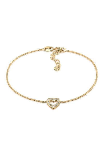 ELLI Bracelet Ladies Heart Pendant With Crystals In 925 Sterling Silver