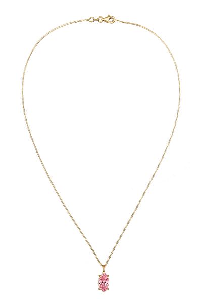 ELLI Halskette Collier kurz mit Stein Damen ovaler Anhänger Panzerkette Glaskristalle Marquiseschliff Rose