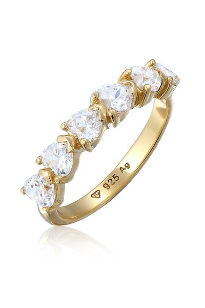 ELLI Ring Ring With Stones Women Heart Zirconia White 925 Sterling Silver Valentine's Day