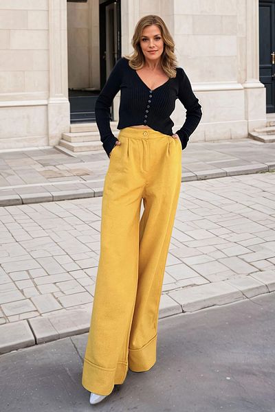 bacc Women's Mustard High Waist Loose Trousers Bcbsk-25700-3450