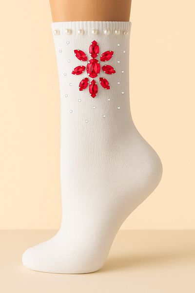 Özlem Bamboo Extra Soft Premium Stonewashed Colorful Women's White Socket Socks